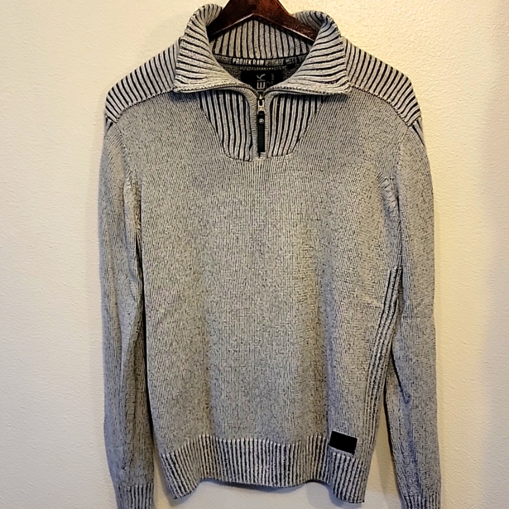 ProJek Raw Mens Pull over Zip Neck Sweater Gray